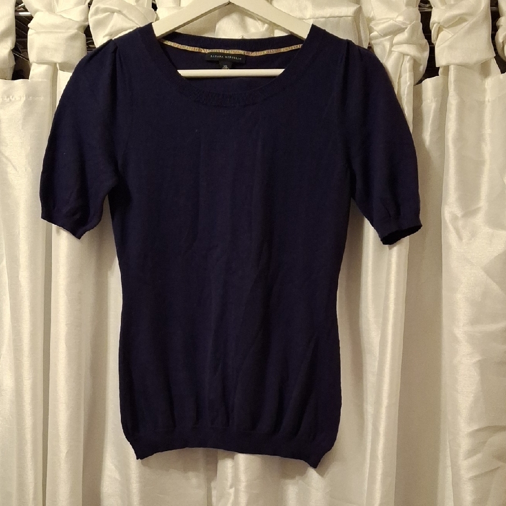Banana Republic Navy Sweater Silk Blend XS